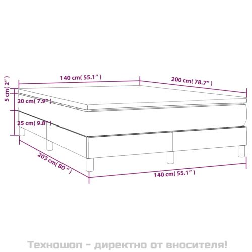 Боксспринг легло с матрак, светлосиво, 140x200 см, плат