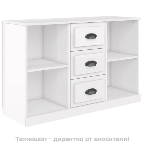 Сайдборд, бял гланц, 104,5x35,5x67,5 см, инженерно дърво