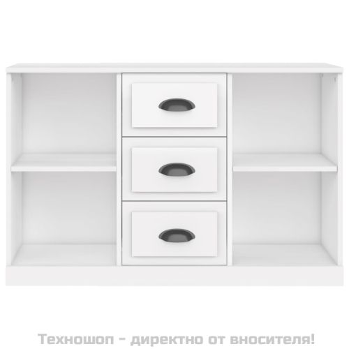 Сайдборд, бял гланц, 104,5x35,5x67,5 см, инженерно дърво
