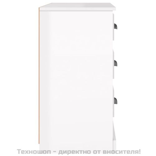 Сайдборд, бял гланц, 104,5x35,5x67,5 см, инженерно дърво