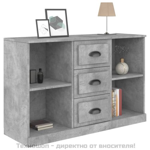 Сайдборд, бетонно сив, 104,5x35,5x67,5 см, инженерно дърво