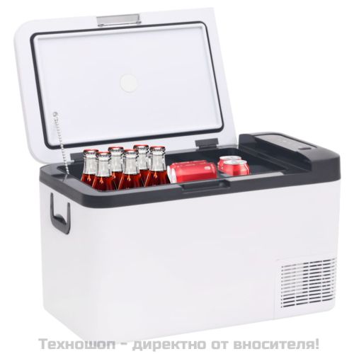 Хладилна кутия с дръжка черно и бяло 25 л PP и PE