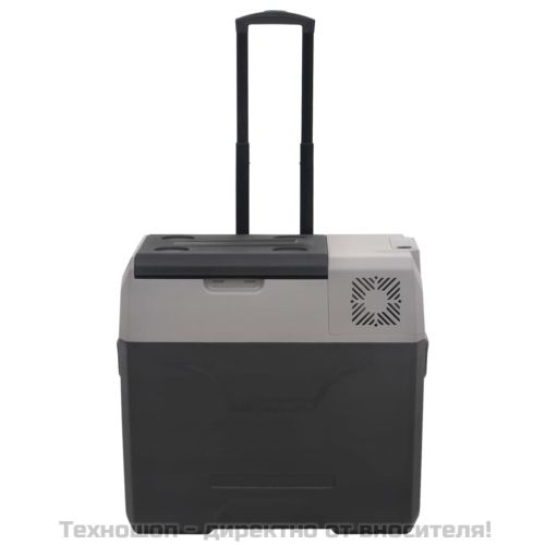 Хладилна кутия с колелца и дръжка черно/сиво 30 л полипропилен