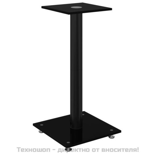 Стойки за тонколони 2 бр черни закалено стъкло дизайн 1 стълб