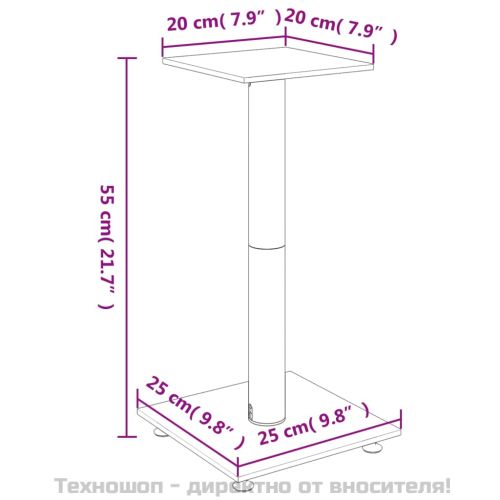 Стойки за тонколони 2 бр черни закалено стъкло дизайн 1 стълб
