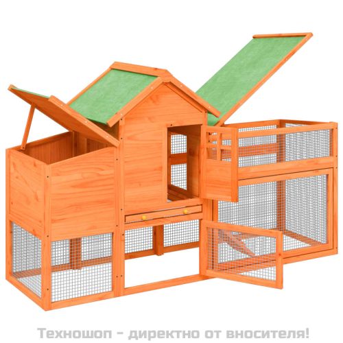 Кокошарник кафяв 186,5x58,5x113 см бор масив