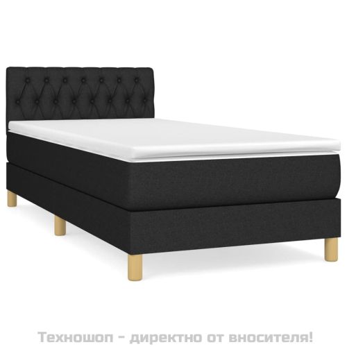 Боксспринг легло с матрак, черно, 90x200 см, плат