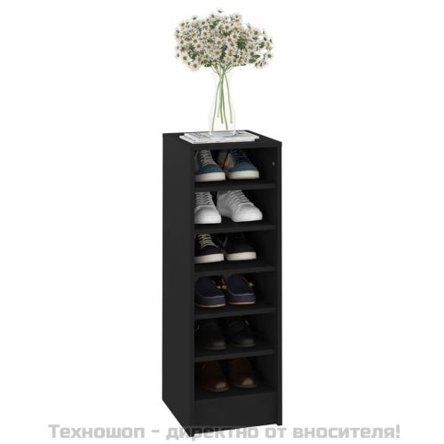 Шкаф за обувки, черен, 31,5x35x90 см, инженерно дърво