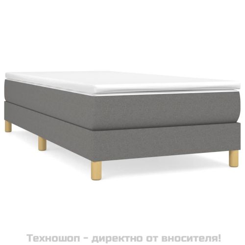 Боксспринг легло с матрак, тъмносиво, 90x200 см, плат