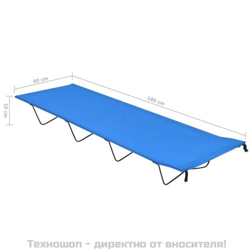 Къмпинг легло, 180х60х19 см, плат оксфорд и стомана, синьо