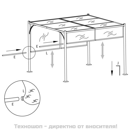 Градинска пергола с прибиращ се покрив, 3x3 м, антрацит