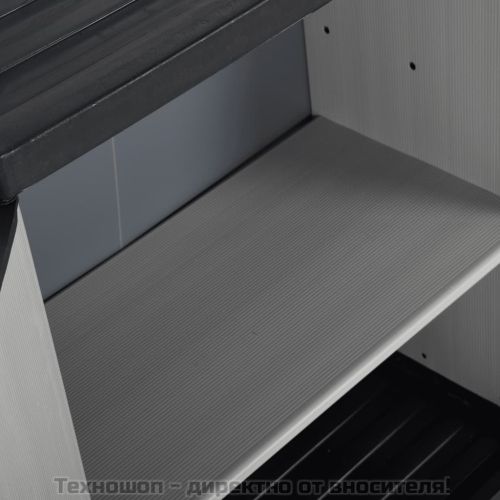 Градински шкаф за съхранение с 1 рафт сиво-черен 68x40x85 см