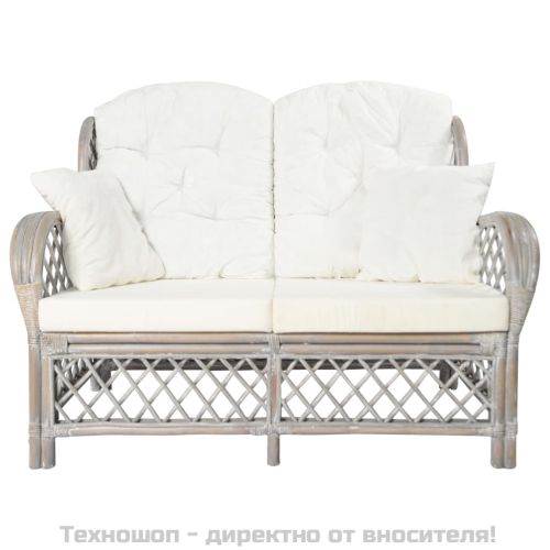 2-местен диван, сив, ратан