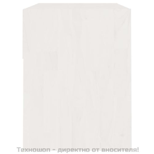 Нощно шкафче, бяло, 40x31x40 см, борово дърво масив