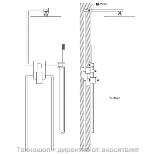 Душ система, неръждаема стомана 201, сребриста