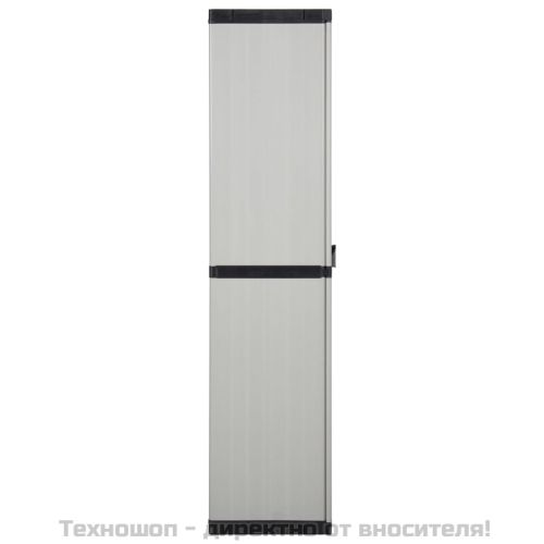 Градински шкаф за съхранение с 3 рафта сиво-черен 68x40x168 см