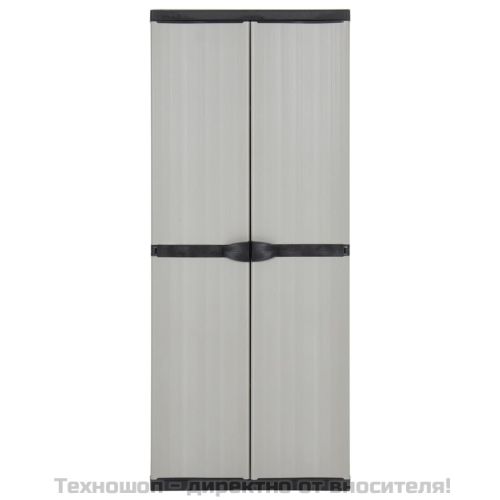 Градински шкаф за съхранение с 3 рафта сиво-черен 68x40x168 см