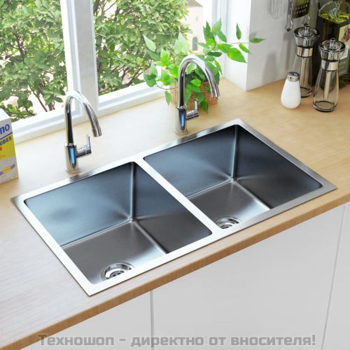 Ръчно изработена кухненска мивка, неръждаема стомана