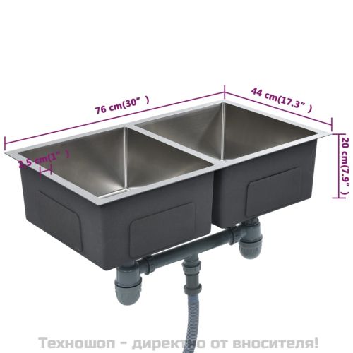 Ръчно изработена кухненска мивка, неръждаема стомана