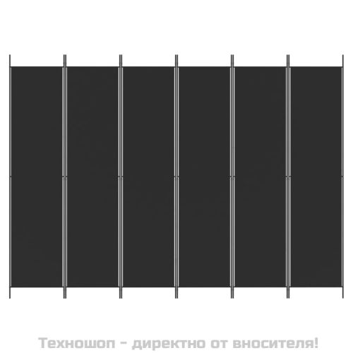 Параван за стая, 6 панела, черен, 300x220 cм, плат