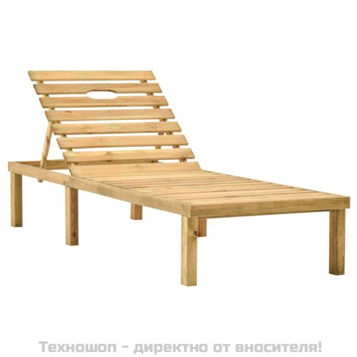 Градински шезлонг с масичка и шалте, импрегнирано борово дърво