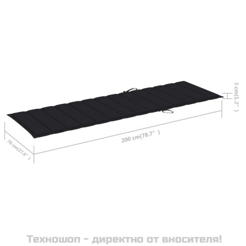 Шезлонг с черно шалте, импрегнирана борова дървесина