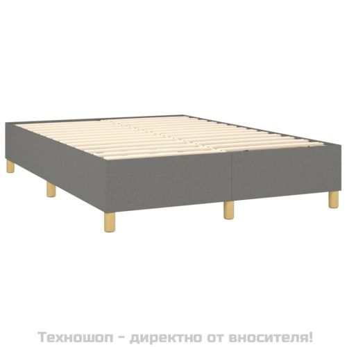 Рамка за легло с пружини, тъмносива, 140x200 см, плат