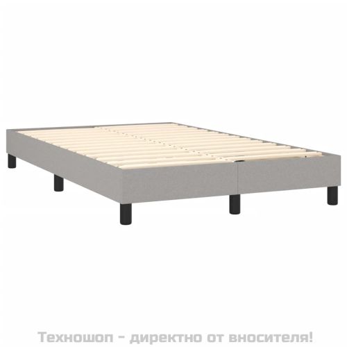 Боксспринг легло с матрак и LED, светлосиво, 120x200 см, плат