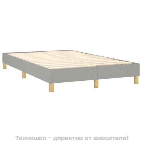 Боксспринг легло с матрак и LED, светлосиво, 120x200 см, плат