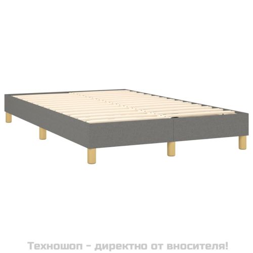 Боксспринг легло с матрак и LED, тъмносиво, 120x200 см, плат