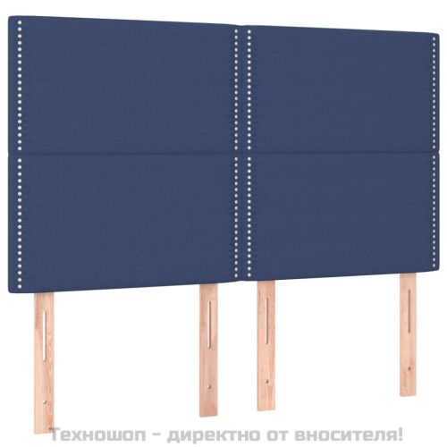 Боксспринг легло с матрак и LED, синьо, 140x190 см, плат