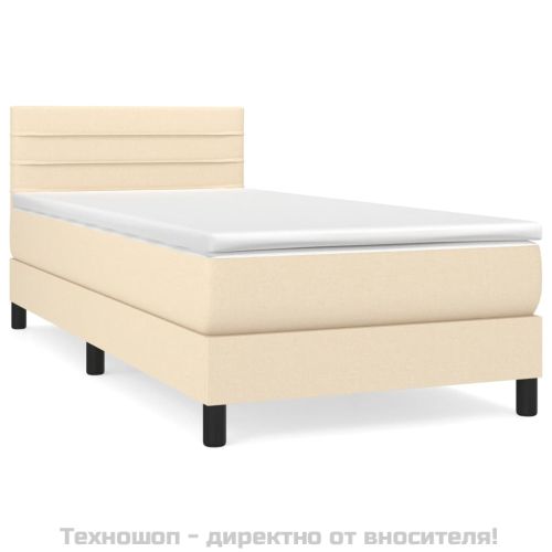 Боксспринг легло с матрак, кремаво, 100x200 см, плат