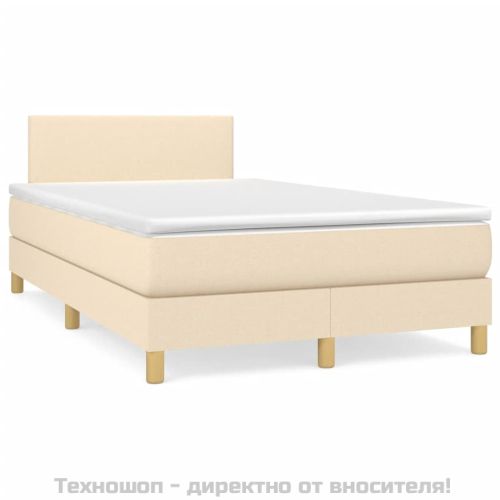 Боксспринг легло с матрак, кремаво, 120x200 см, плат