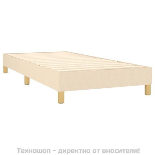 Боксспринг легло с матрак, кремаво, 100x200 см, плат