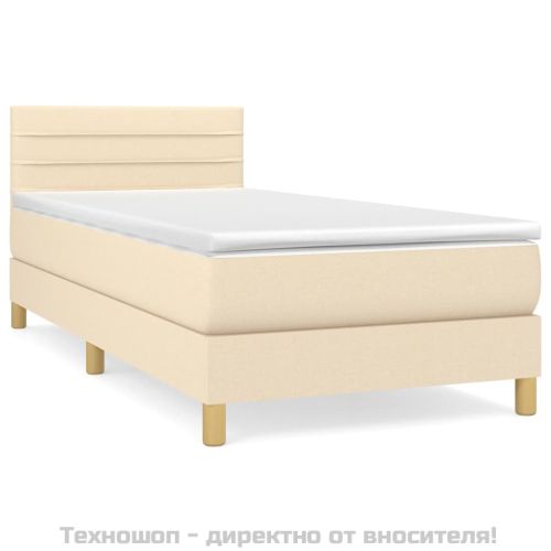 Боксспринг легло с матрак, кремаво, 100x200 см, плат