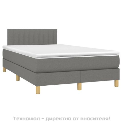 Боксспринг легло с матрак, тъмносиво, 120x200 см, плат