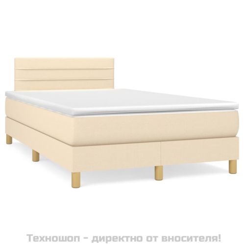 Боксспринг легло с матрак, кремаво, 120x200 см, плат