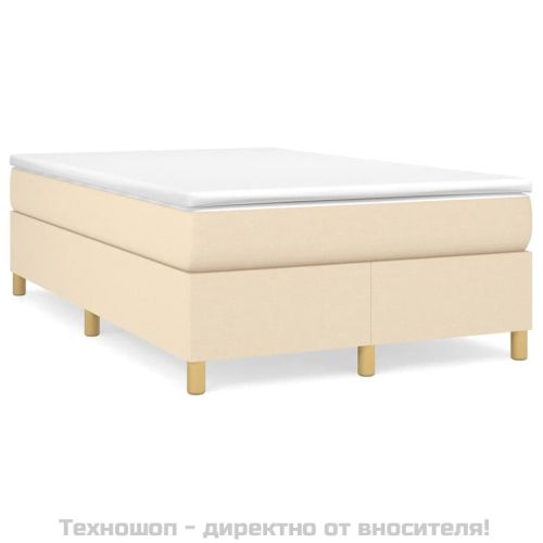 Боксспринг легло с матрак, кремаво, 120x200 см, плат