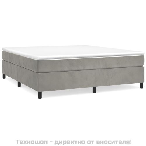 Боксспринг легло с матрак, светлосиво, 160x200 см, кадифе