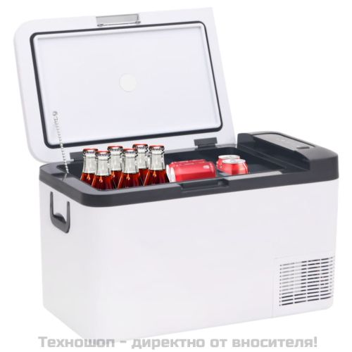 Хладилна кутия с дръжка черно и бяло 18 л PP и PE