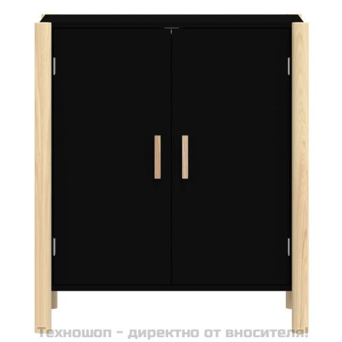 Сайдборд, черен, 62x38x70 см, инженерно дърво