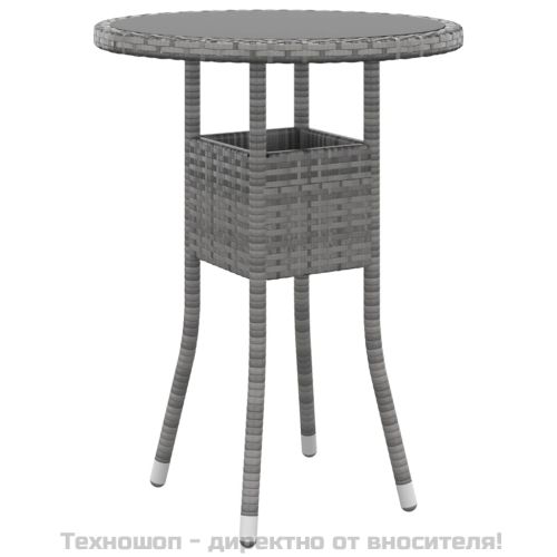 Градински бистро комплект, 3 части, полиратан, сив