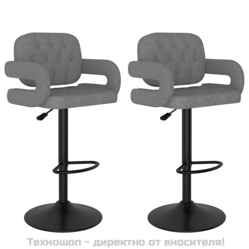 Бар табуретки, 2 бр, светлосиви, текстил