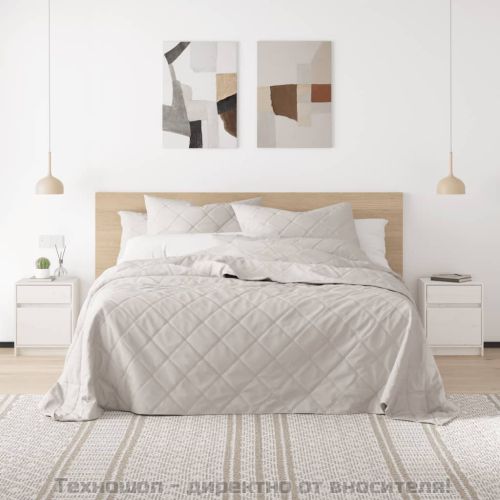 Нощно шкафче, бяло,40x31x50 см, борово дърво масив