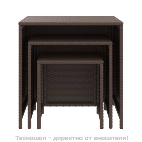 Стифиращи маси, 3 бр, кафяви, полиратан