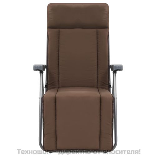 Сгъваеми градински столове с възглавници, 2 бр, кафяви