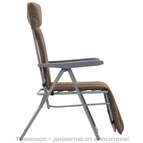 Сгъваеми градински столове с възглавници, 2 бр, кафяви