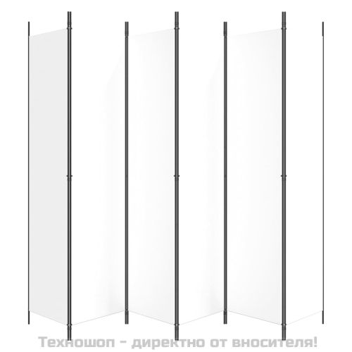 Параван за стая, 6 панела, бял, 300x220 см, текстил