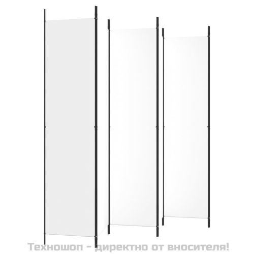 Параван за стая, 6 панела, бял, 300x220 см, текстил
