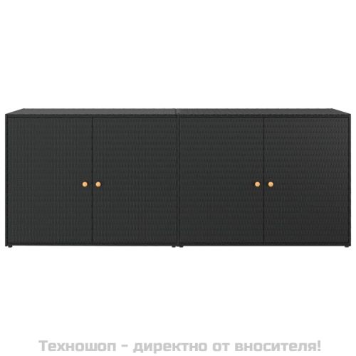 Градински шкаф за съхранение, черен, 198x55,5x80 см, полиратан